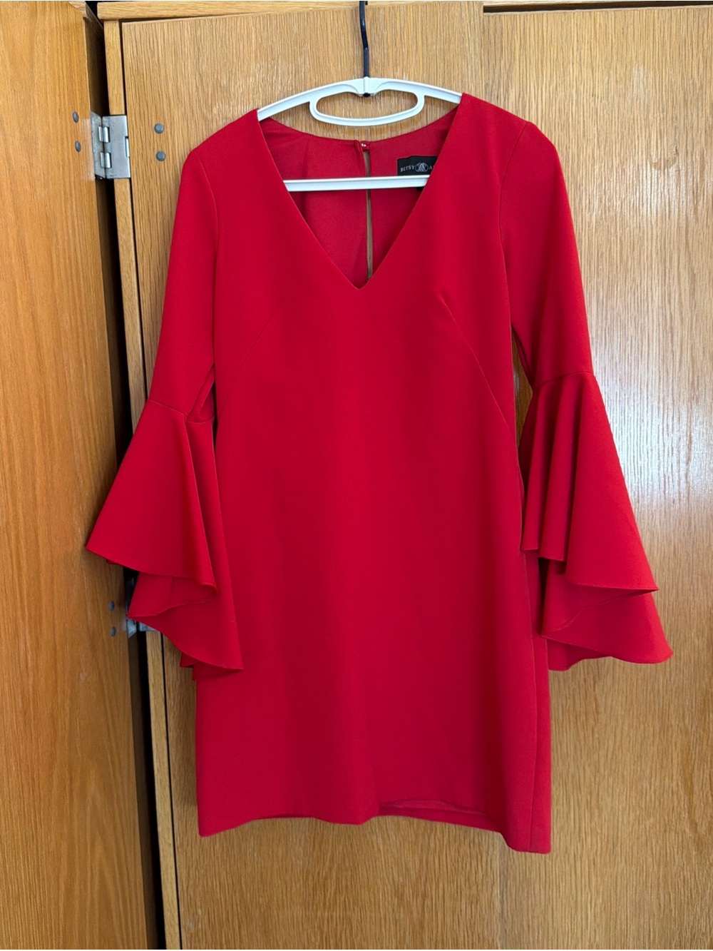 Betsy & Adam Bold Red V-Neck Dress